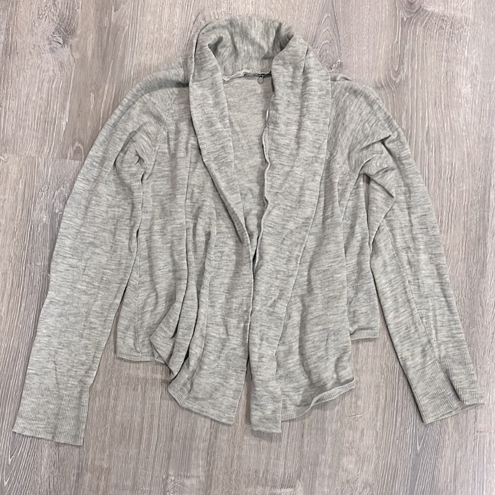 Anthropologie Knitted & Knotted Wool Blend Open Cowl Neck Cardigan Sweater